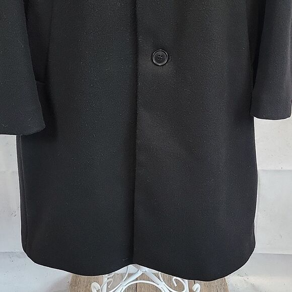 H&M classic style longcoat in black wool blend peacoat Women's Size L - Picture 4 of 11